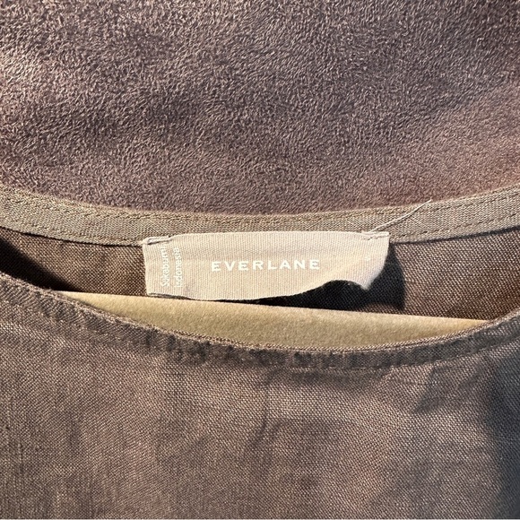 Everlane Linen Side Tie Top Olive Green Minimalist Capsule Wardrobe S - Picture 10 of 13